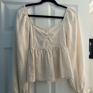 Francesca's Collections Cream Floral Blouse